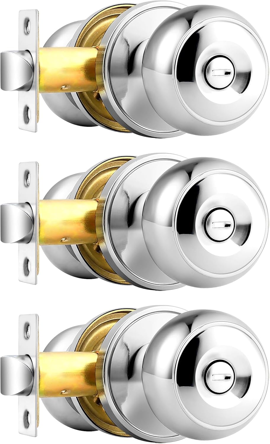 Probrico Polished Stainless Privacy Door Knobs for Bedrooms