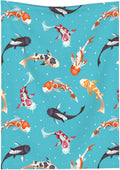 Gold Koi Blanket - Soft Lightweight Japanese-Fish Throw for Couch Bed
