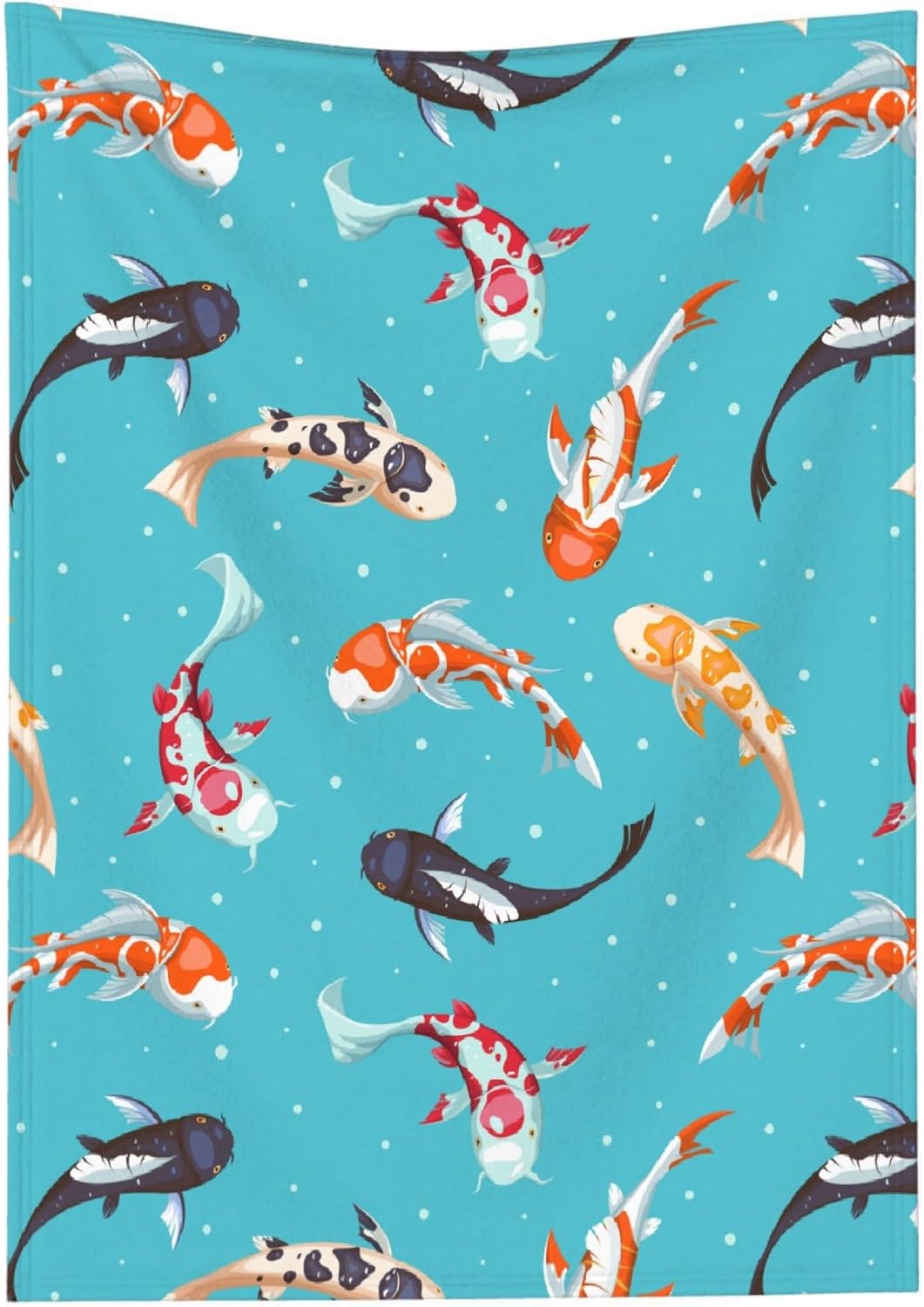 Gold Koi Japanese-Fish Blanket: Luxe 60x80 Plush Throw
