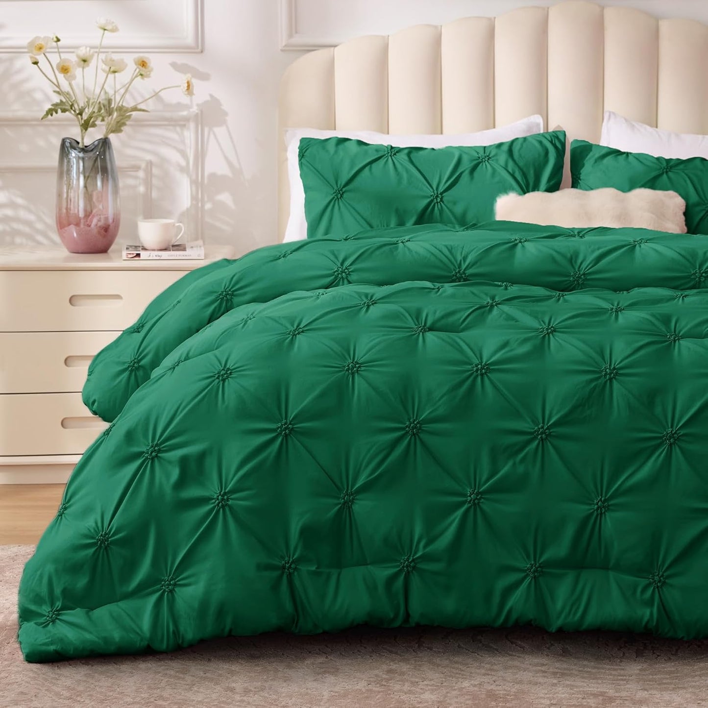 BEDELITE Forest Green King Size Comforter Set for Cozy Dreams