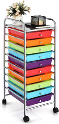COSTWAY 10-Drawer Rolling Storage Cart for Home and Office Use