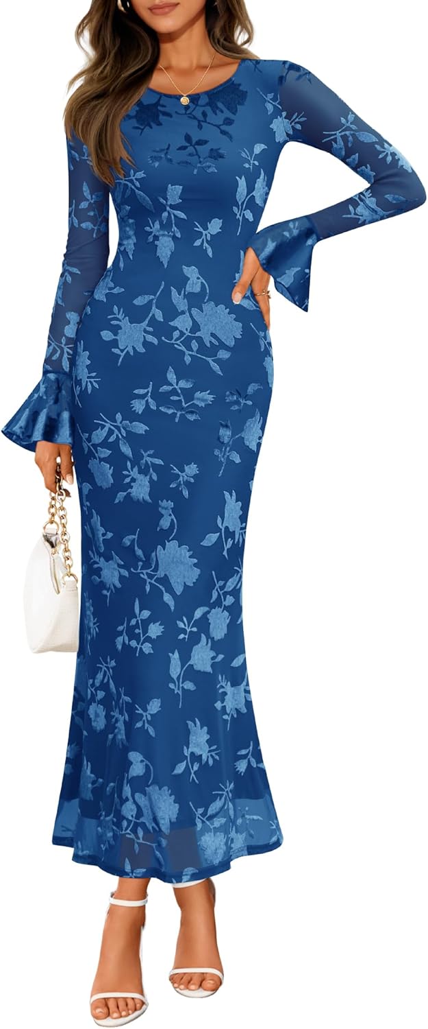 ZESICA Women's Floral Maxi Dress for Fall Fashion Events