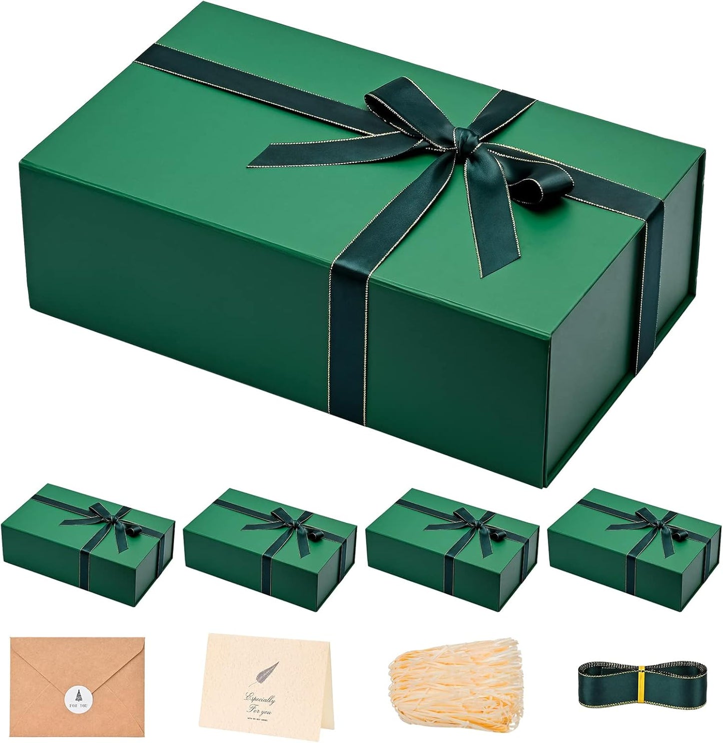 LIFELUM 5 Pack Christmas Gift Boxes with Magnetic Lid for Presents