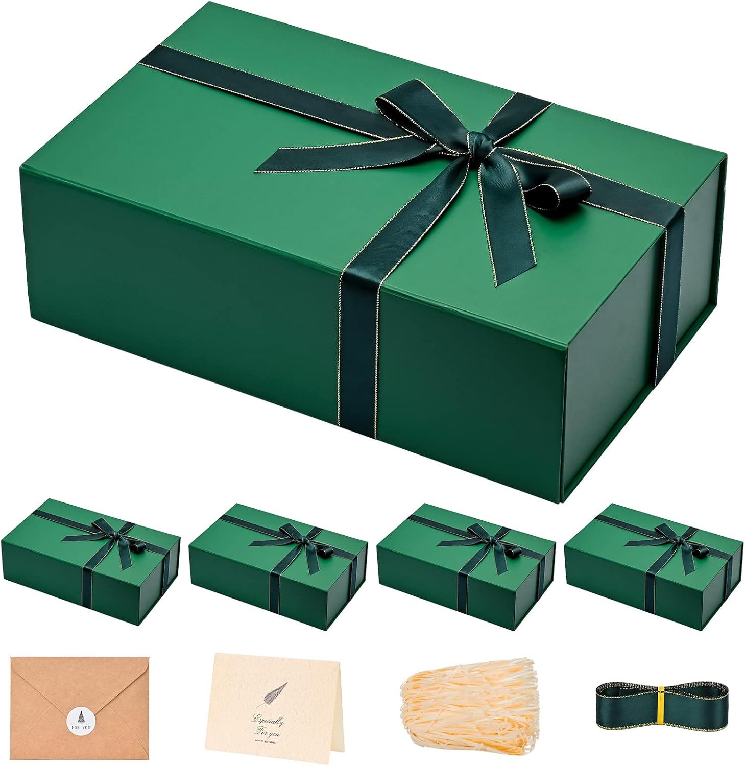 LIFELUM 5 Pack Christmas Gift Boxes with Magnetic Lid for Presents