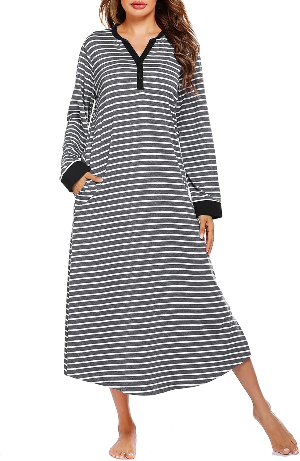Ekouaer Womens Nightgown Long Loungewear with Pockets