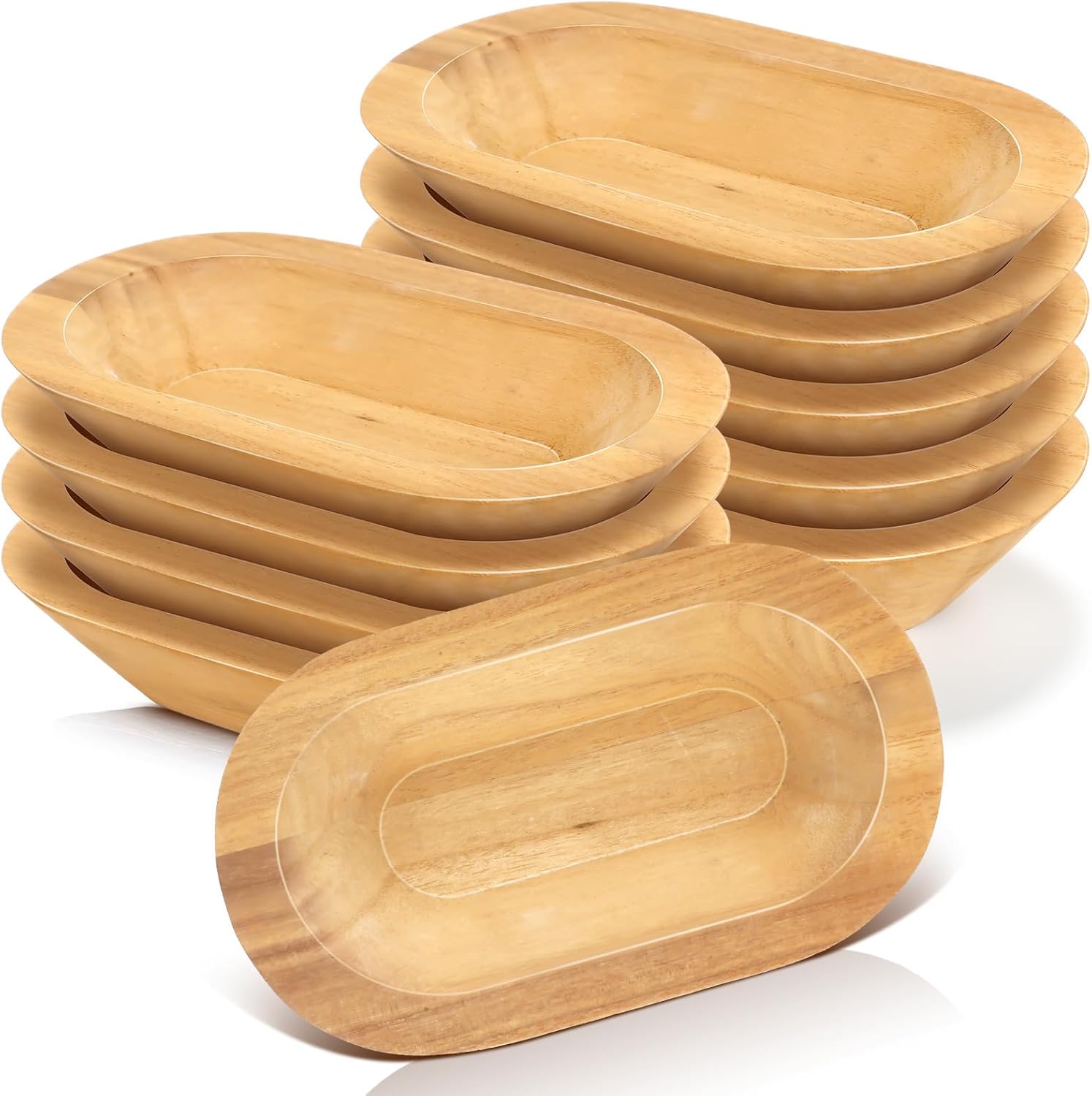 Rustic 8.5 Inch Wooden Dough Bowls for Home Crafts and Decor