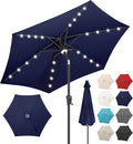 FLAME&SHADE 7.5 ft Solar Patio Umbrella with LED Lights - Tilt & Crank
