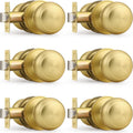 Probrico Interior Door Knob Brushed Brass Passage - Pack of 6