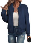 EVALESS Womens Bomber Jacket Casual Stand Collar Zip Up (Style DQL8)
