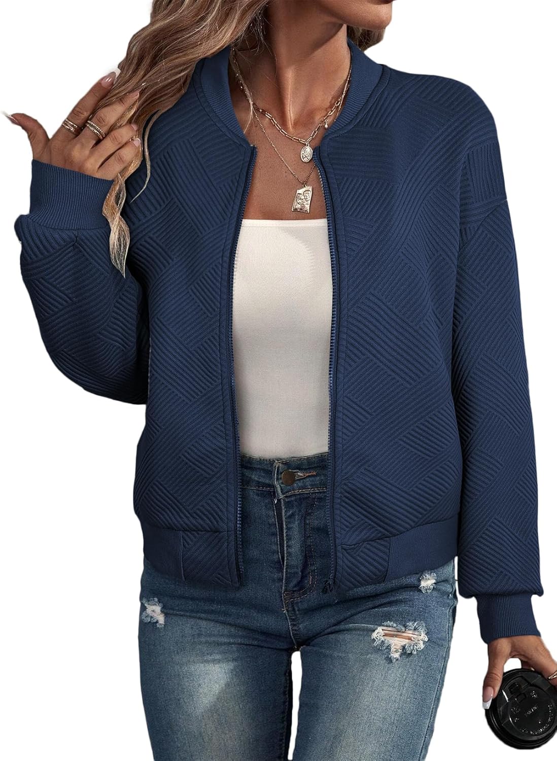 EVALESS Womens Bomber Jacket Coat for Stylish Fall Fashion