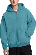 FAIABLE Double Zip Up Hoodie Oversized Acid Wash - Heavyweight Comfort