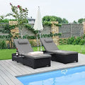 Outdoor PE Wicker Chaise Lounge 2-Piece Patio Set - Adjustable Comfort