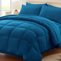 Queen Comforter Set 7 Piece Teal Bed in a Bag - All Season Comfort
