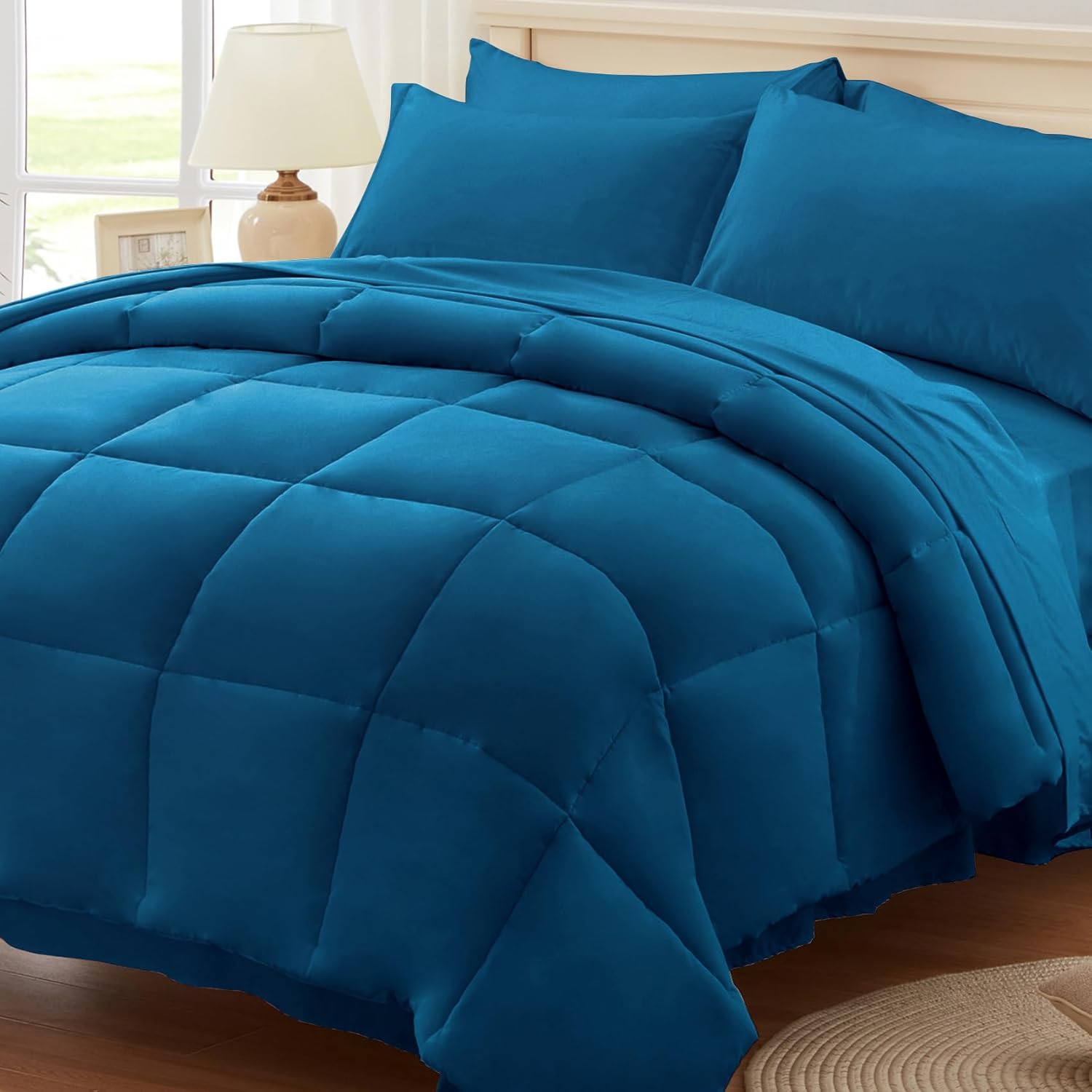 Anluoer Queen Comforter Set 7 Piece for Cozy All Season Use