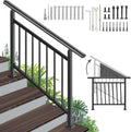 Adjustable Handrails for Outdoor Steps Black Metal Stair Railing
