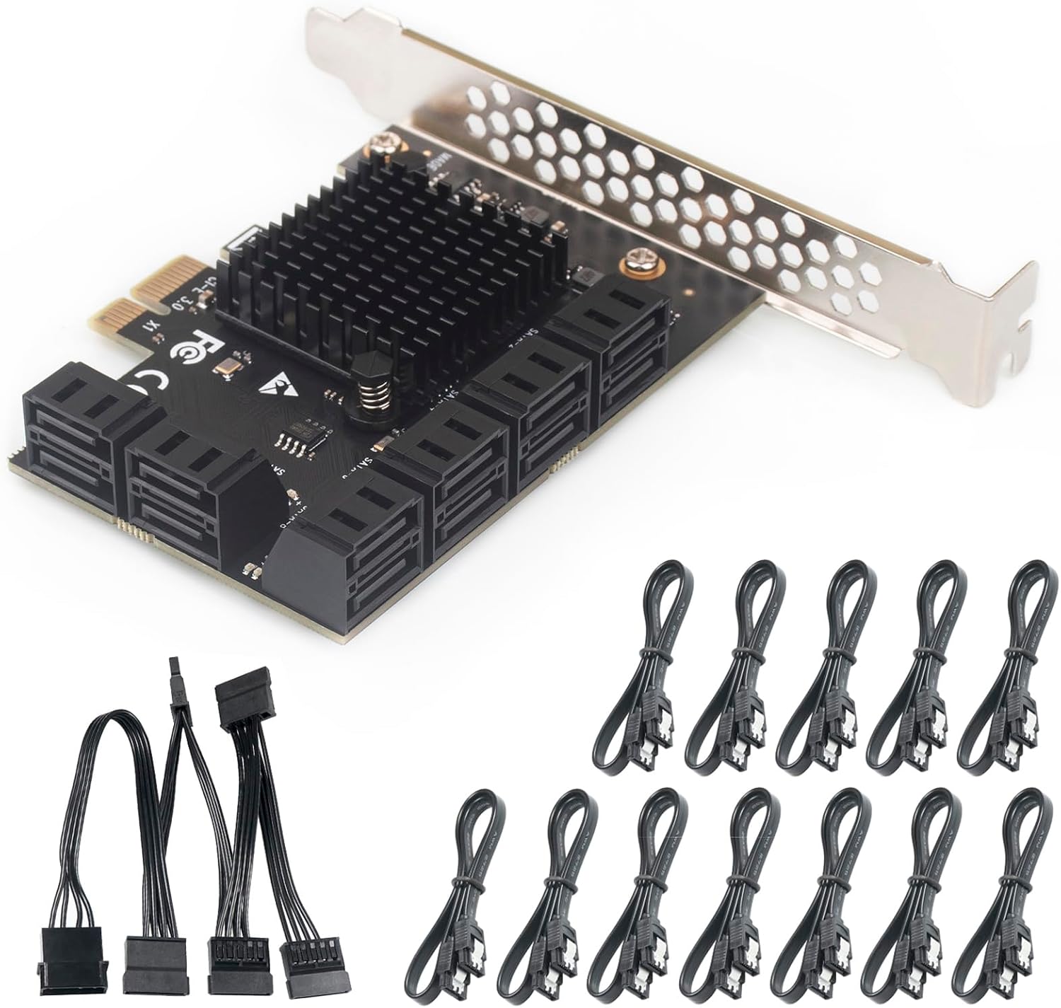PCIe x1 to 12-Port SATA3.0 Expansion Card for SSD/HDD