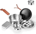Odoland 10pcs Stainless Steel Camping Cookware Set - Outdoor Cooking Must-Have