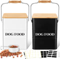 Metal Dog Food Storage Containers 2-Pack - Airtight Bamboo Lids