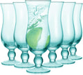 Cheardia 6 Pack Hurricane Glass 14 oz Pina Colada Glasses - Teal