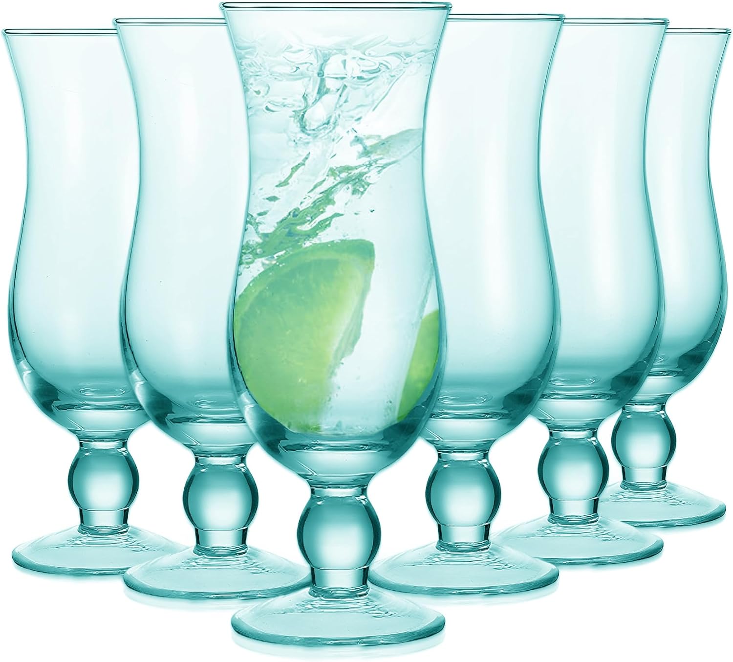 Elegant 6 Pack Hurricane Glasses for Tropical Drinks and Cocktails