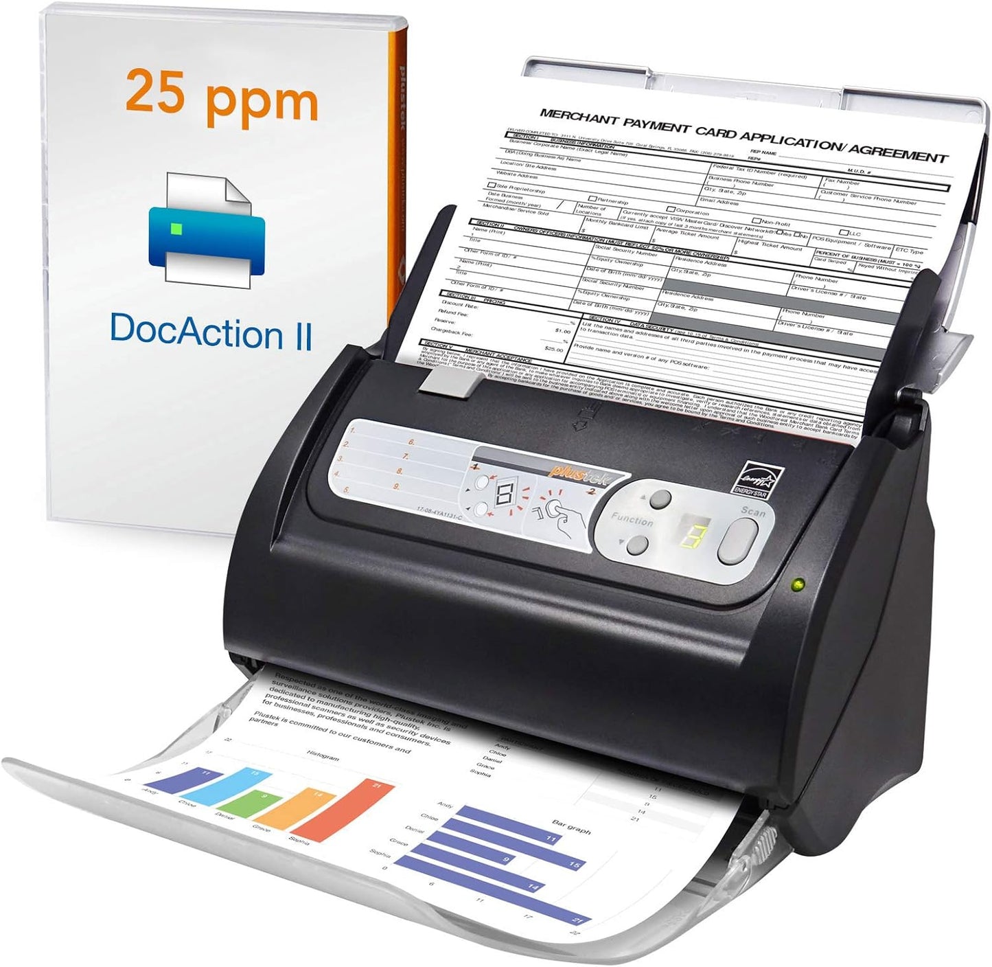 Plustek PS186 Desktop Document Scanner with 50-Pages ADF
