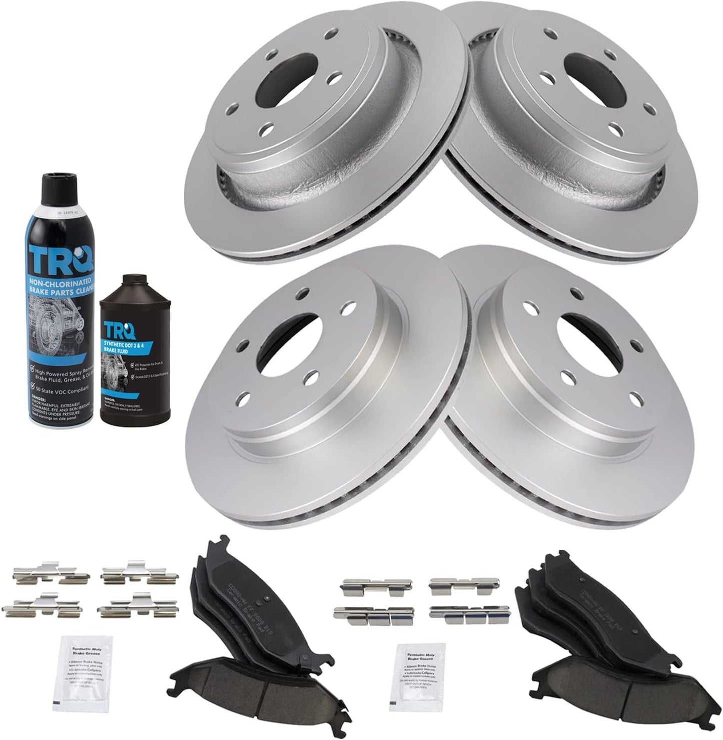 TRQ Front and Rear Brake Pad & Rotor Kit for Dodge Ram 1500