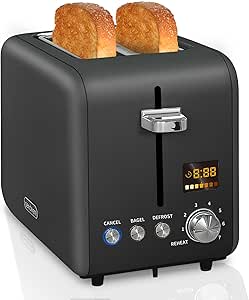 SEEDEEM 2 Slice Stainless Steel Toaster with Colorful LCD Display