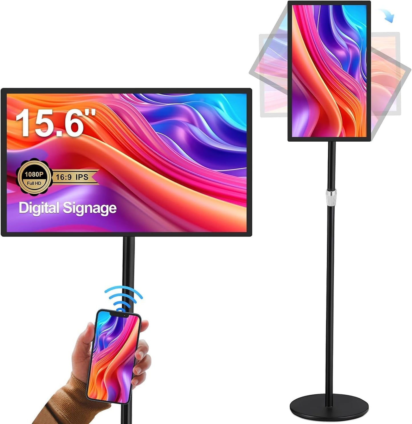 15.6 FHD Digital Signage Display with Touch Screen and Mirroring