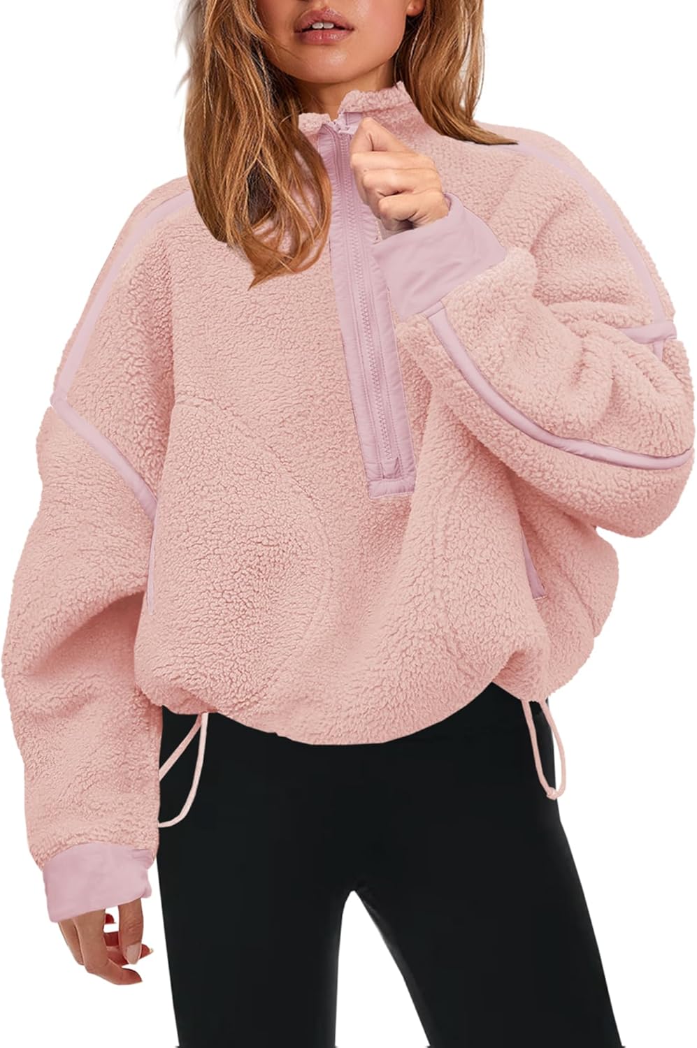 Panadila Womens Half Zip Sherpa Fleece Pullover for Cozy Style