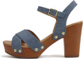 Soda MIGUEL Women Crisscross Band Chunky Platform Mid Heel Sandal Open