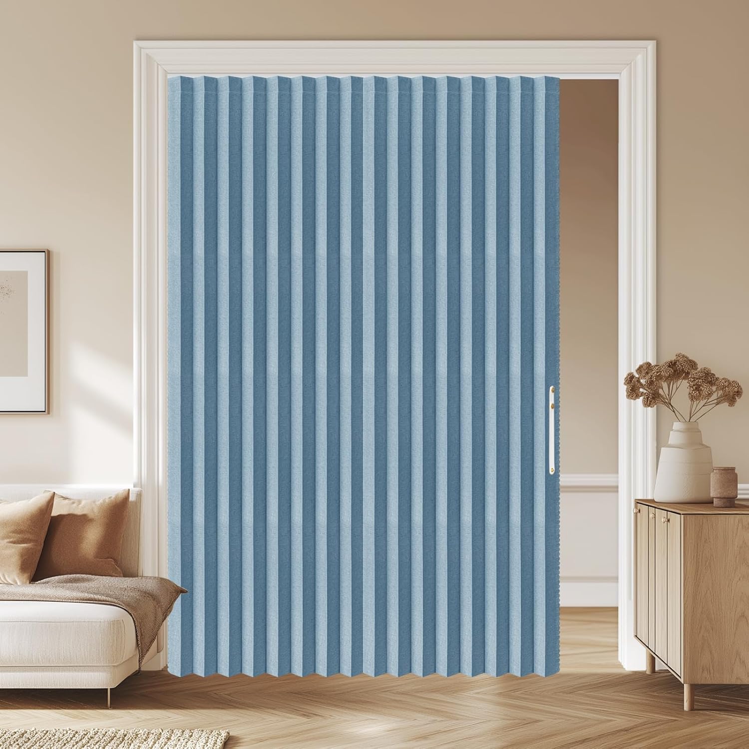 AJAZZ 100% Blackout Accordion Door Curtain for Total Privacy