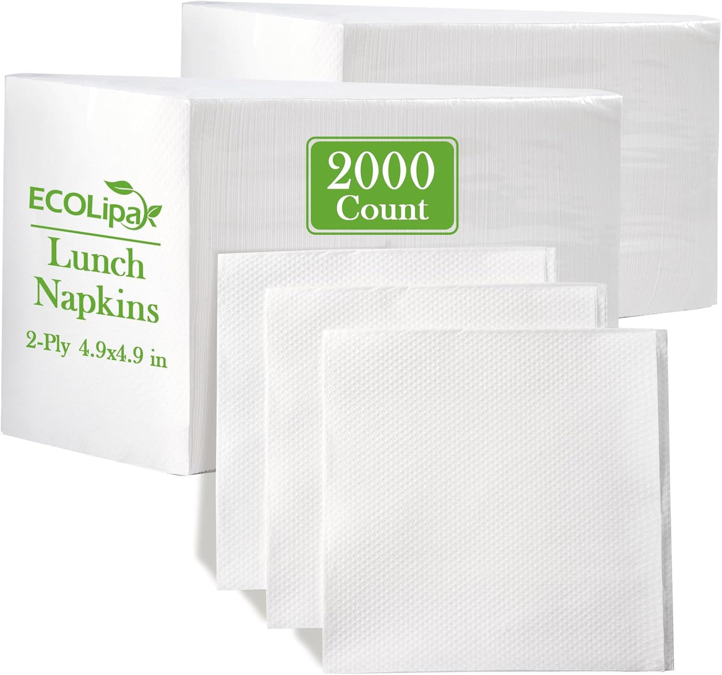 ECOLipak Lunch Napkins Bulk - 2000 Count Soft Absorbent Napkins