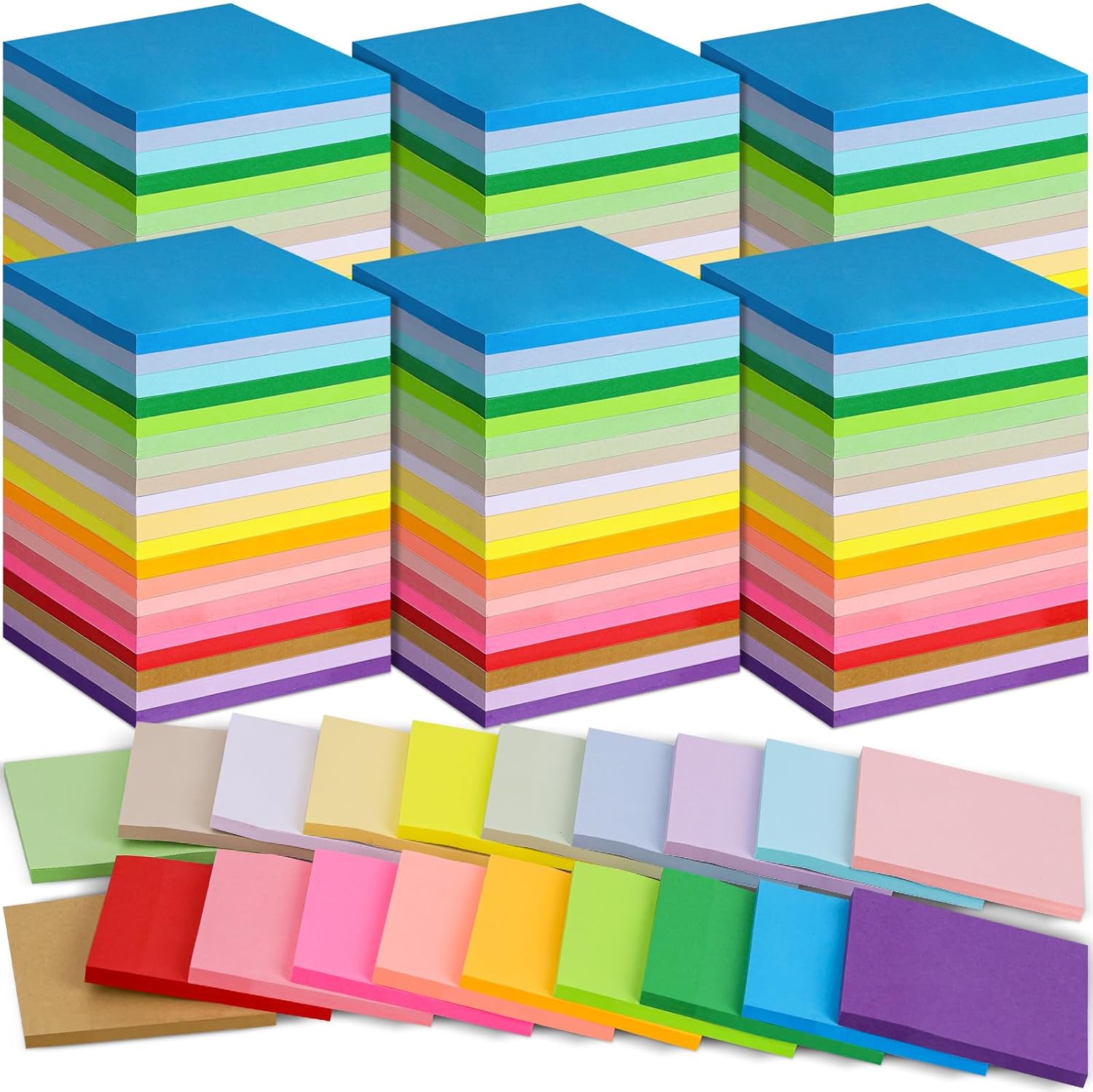 100 Pack Colorful Sticky Notes 3 x 3 in for Office and Home