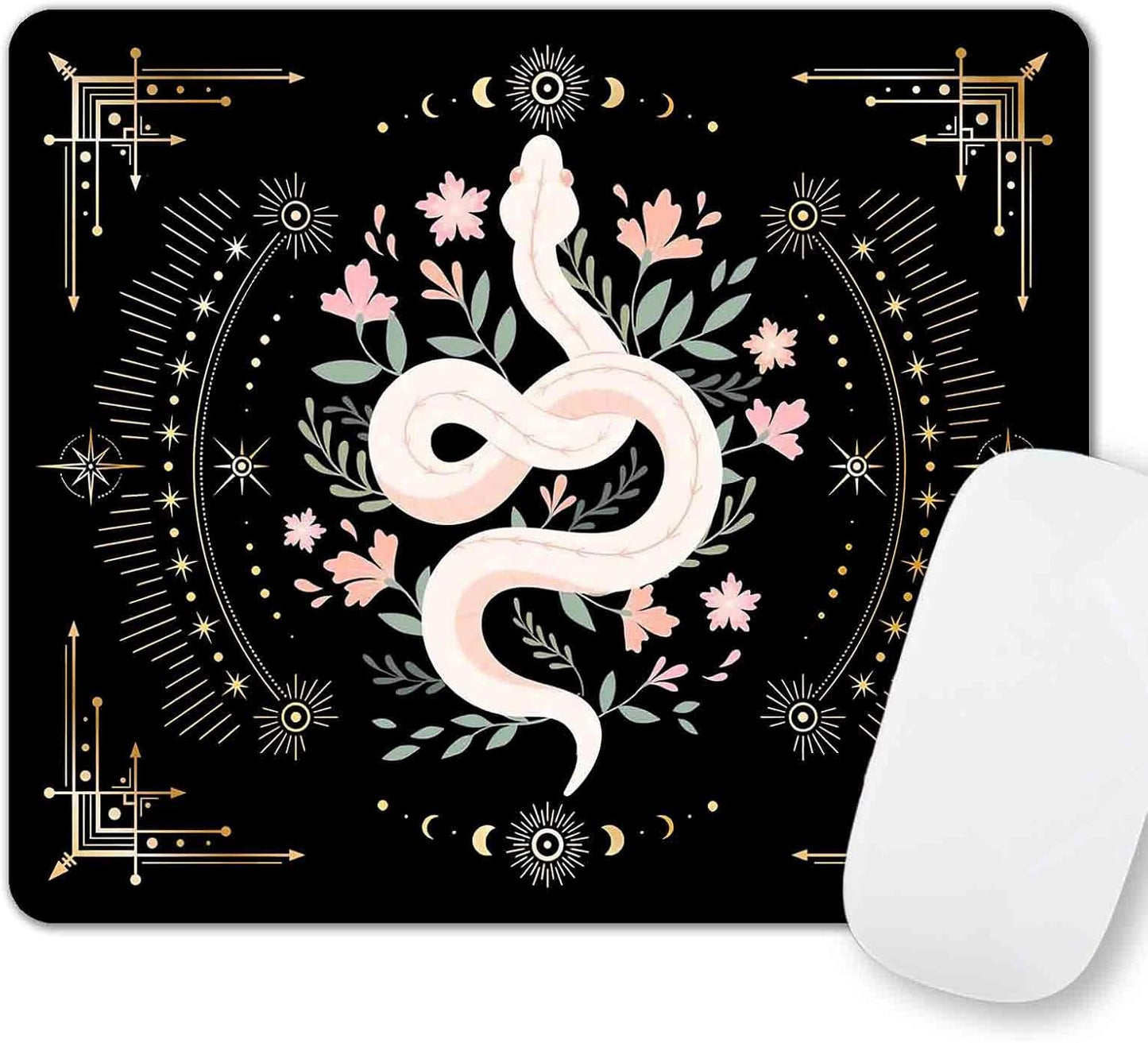 Moon Phases Boho Mouse Pad - Small & Cute for School or Office
