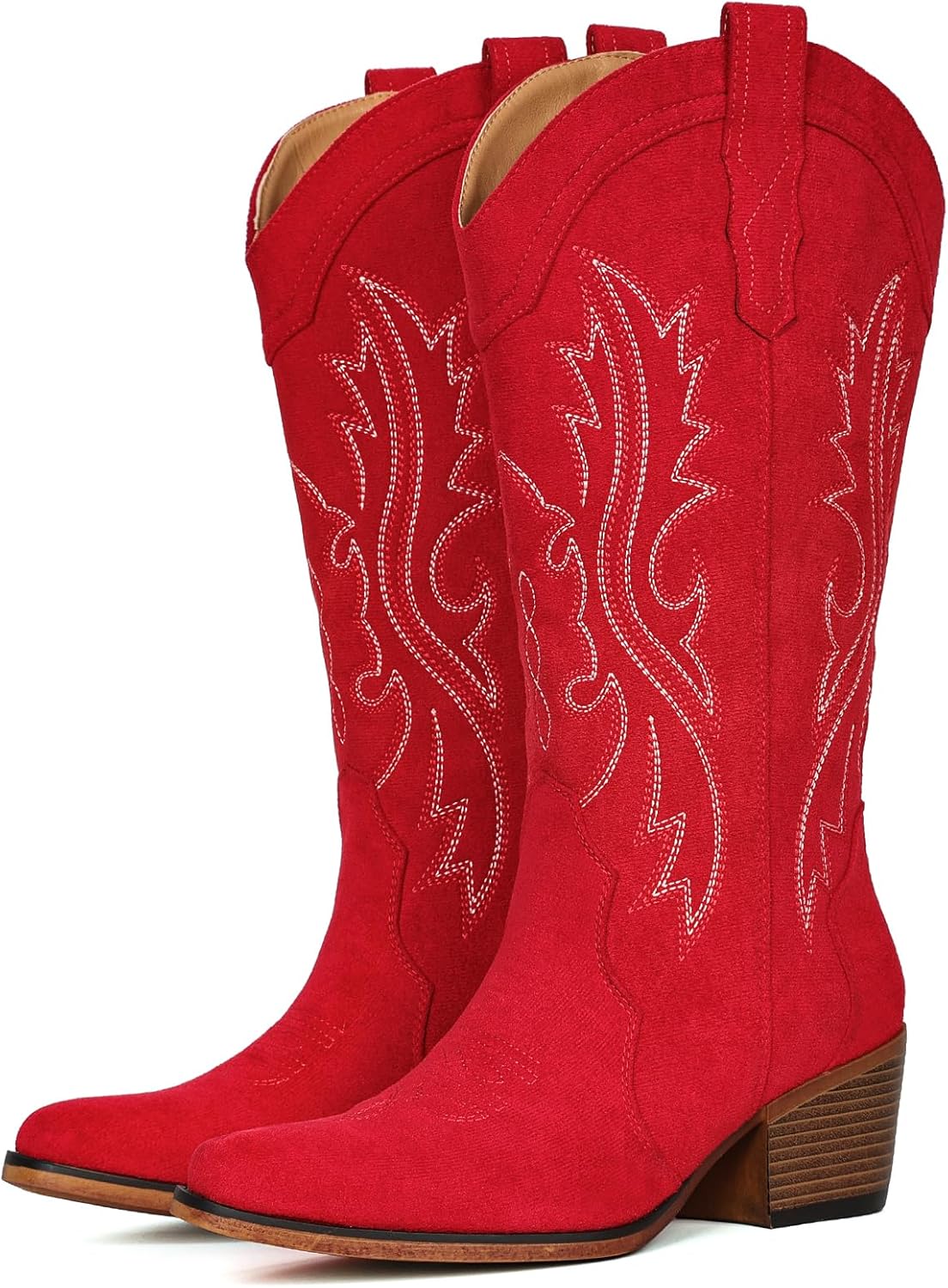 IUV Cowboy Boots for Women with Chunky Heel and Snip Toe