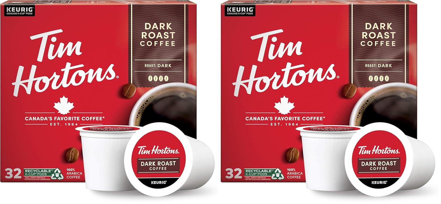 Tim Hortons Dark Roast Coffee Pods for Keurig Brewers, 32ct