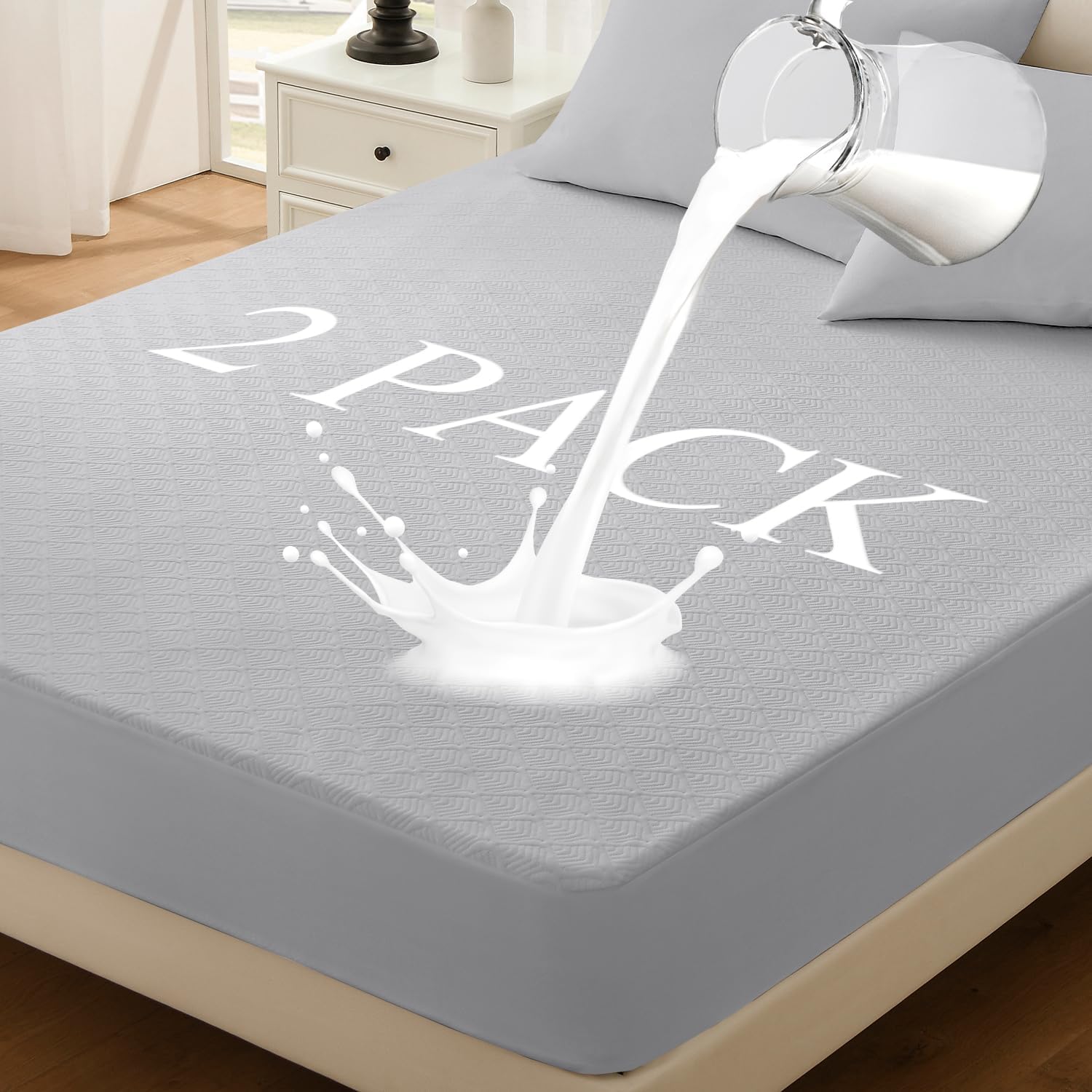 Twin Mattress Protector 2 Pack - Waterproof and Breathable Comfort