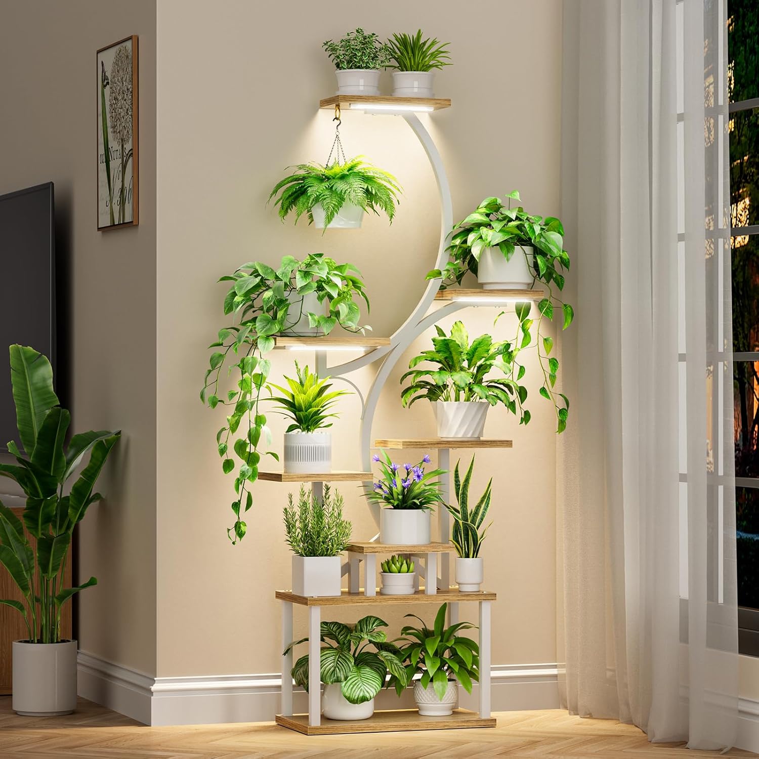 8-Tiered Plant Stand with Grow Lights for Indoor Plants Display