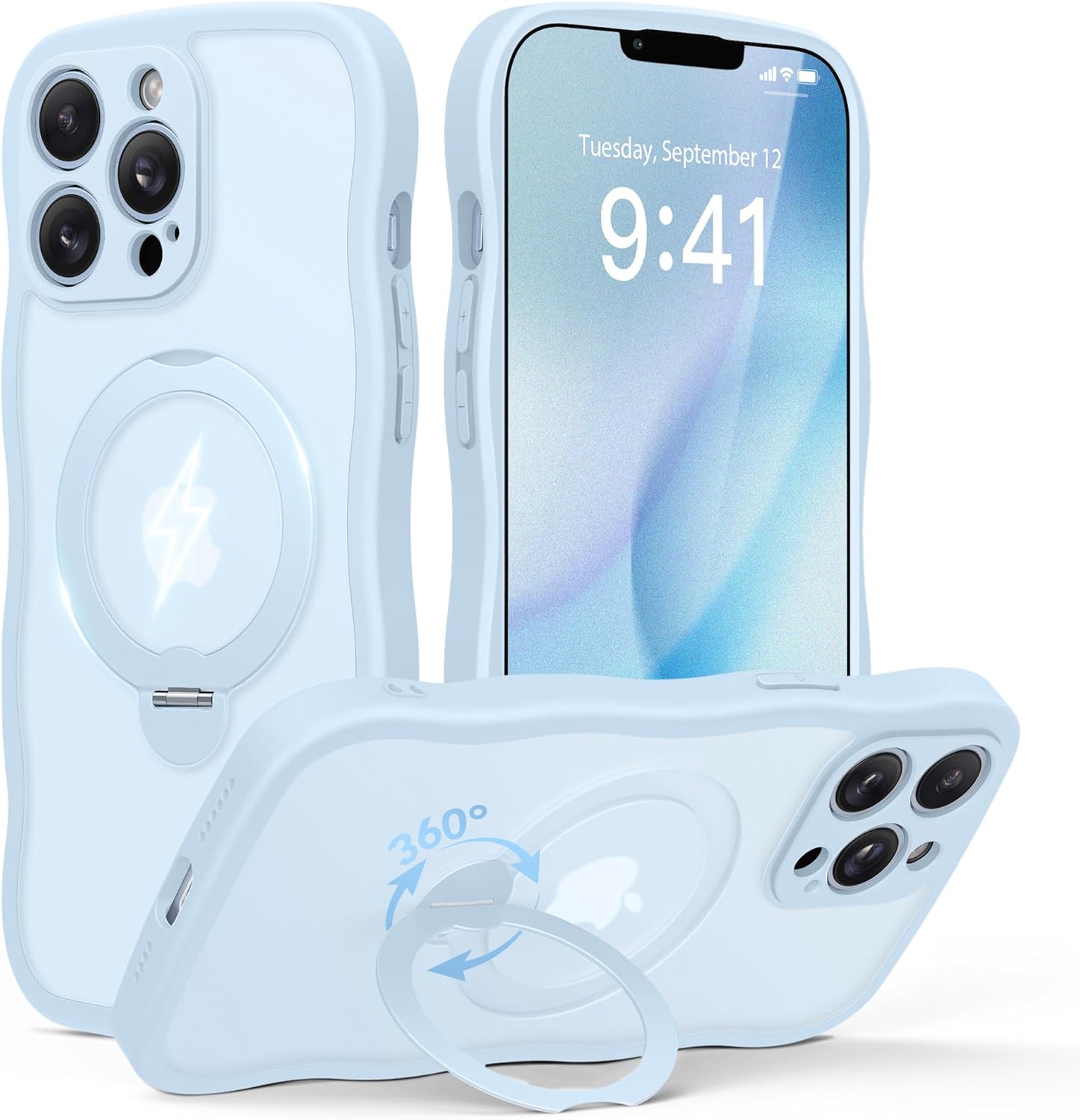 iPhone 13 Pro Max Case with 360 Spin Magnetic Stand for Women