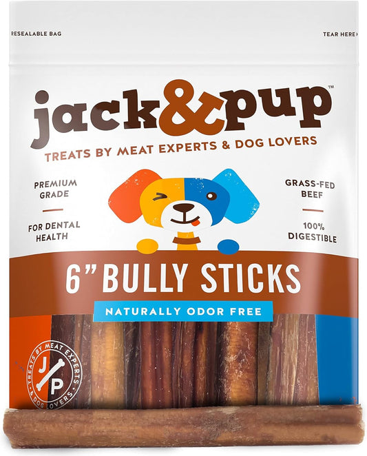 Bully Sticks for Medium Dogs - Long Lasting Beef Chews 25 Pack