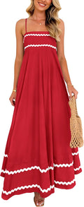 Women's Flowy Maxi Dress with Ruffles and Pockets - Summer