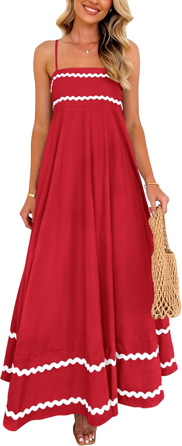 PRETTYGARDEN Women's Summer Flowy Maxi Dress for Beach Fun