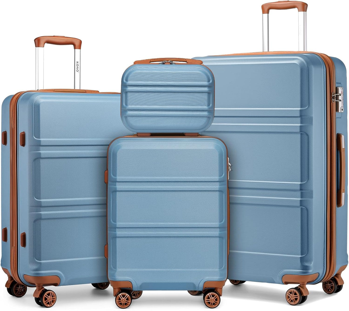Kono 4 Piece Expandable Luggage Set with Spinner Wheels