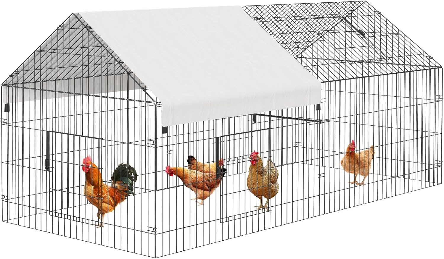 Metal Chicken Coop with Waterproof Cover for Outdoor Use