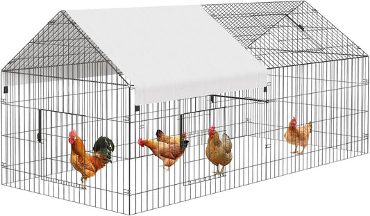 Metal Chicken Coop with Waterproof Cover for Outdoor Use