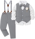 Toddler Boy Formal Suit Set 5-Piece - Cotton Blend Gentleman's Outfit