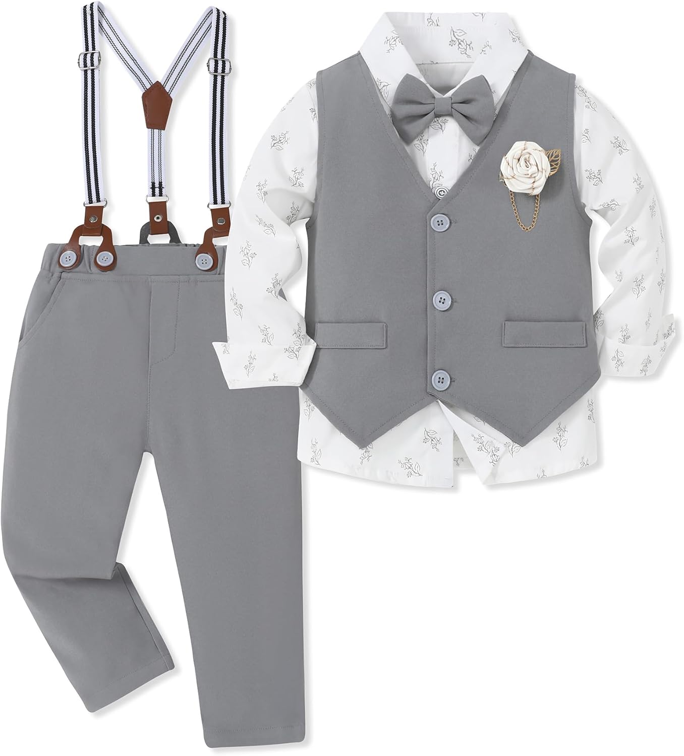 WESIDOM Toddler Boy Clothes Suit with Bowtie and Vest Set