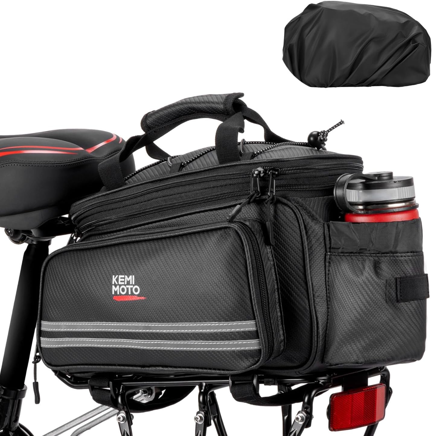 KEMIMOTO 20L Bike Bag Rear Rack with Waterproof Cover for Biking
