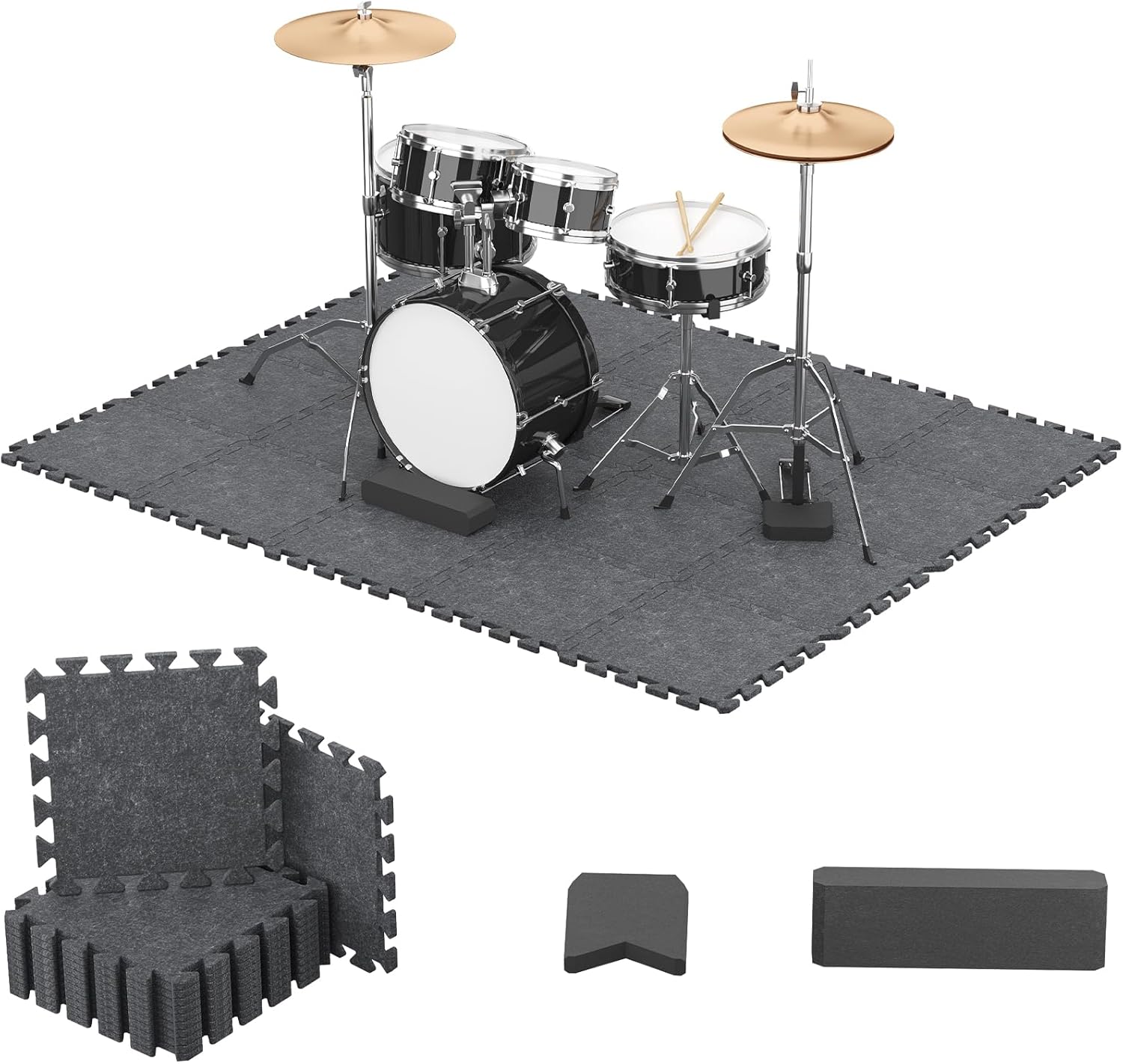 TONOR Drum Mat Set - 20PCS Soundproof Floor Mats for Drummers