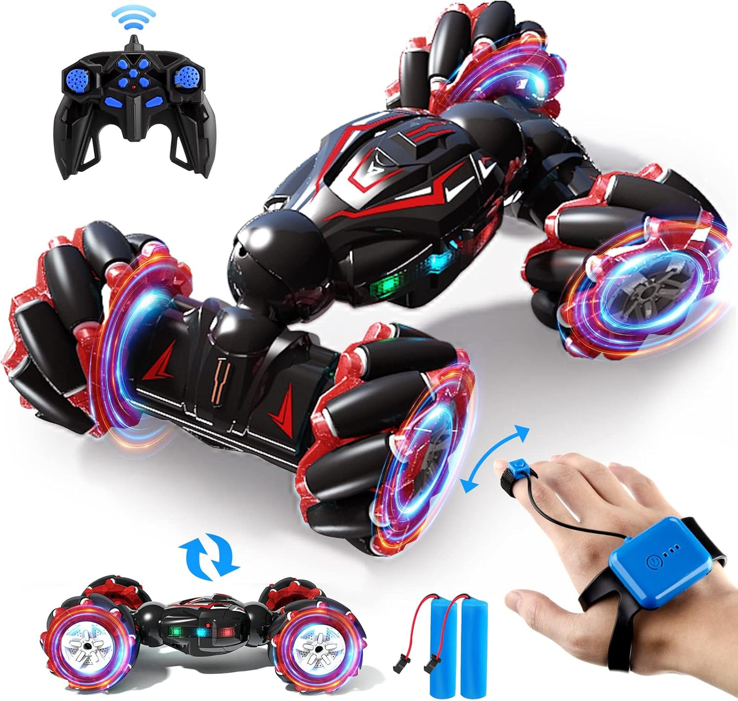 Jovow 1:12 RC Stunt Car - 4WD Gesture Sensor, 360 Flips, Lights Music